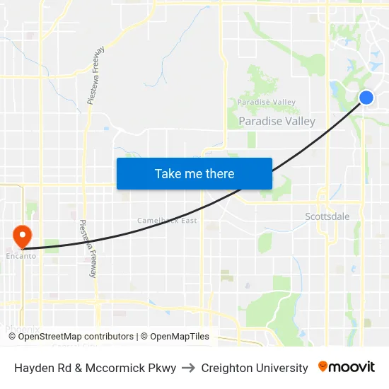 Hayden Rd & Mccormick Pkwy to Creighton University map