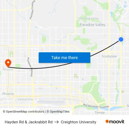 Hayden Rd & Jackrabbit Rd to Creighton University map