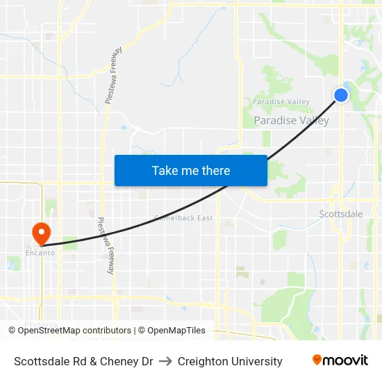 Scottsdale Rd & Cheney Dr to Creighton University map