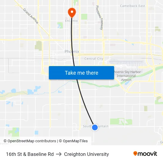 16th St & Baseline Rd to Creighton University map