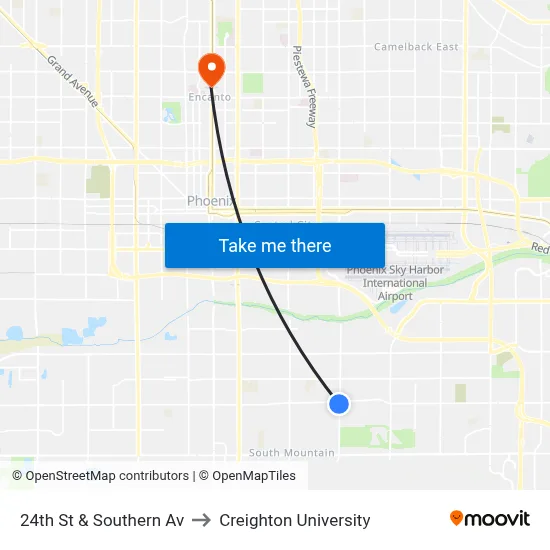 24th St & Southern Av to Creighton University map