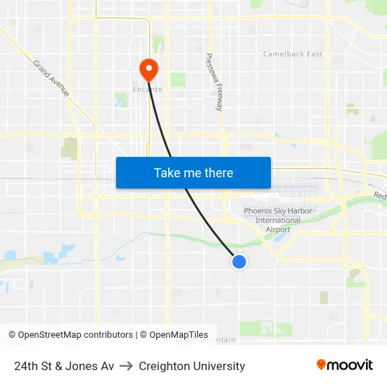 24th St & Jones Av to Creighton University map