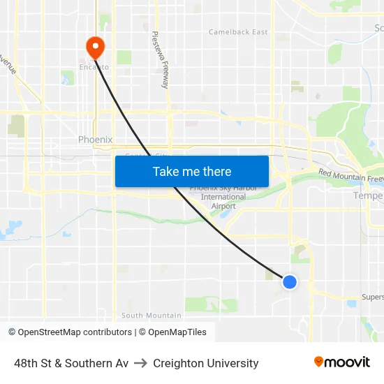 48th St & Southern Av to Creighton University map