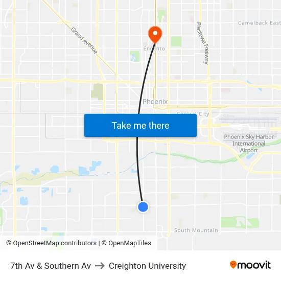 7th Av & Southern Av to Creighton University map
