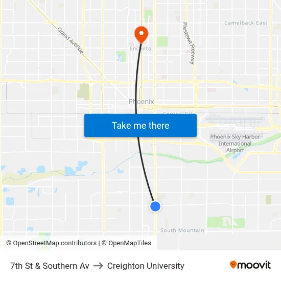 7th St & Southern Av to Creighton University map