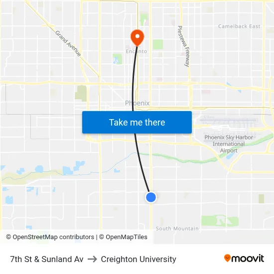 7th St & Sunland Av to Creighton University map