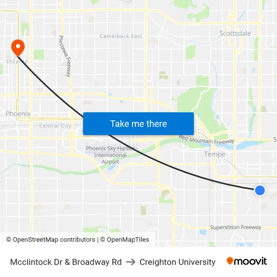 Mcclintock Dr & Broadway Rd to Creighton University map