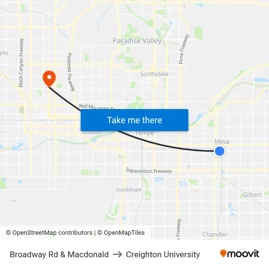Broadway Rd & Macdonald to Creighton University map