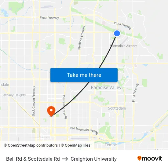 Bell Rd & Scottsdale Rd to Creighton University map