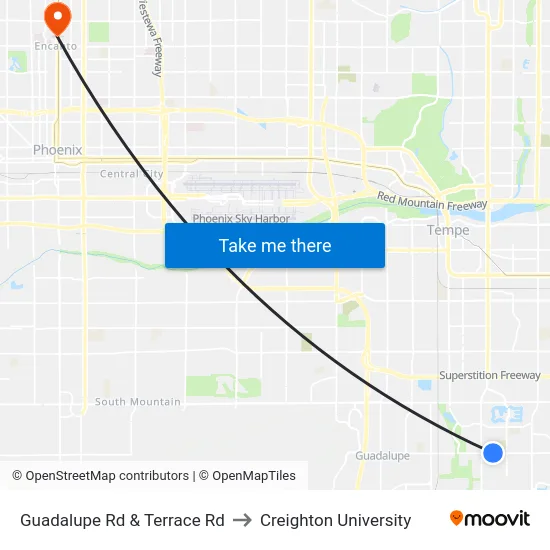 Guadalupe Rd & Terrace Rd to Creighton University map