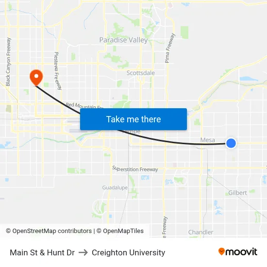 Main St & Hunt Dr to Creighton University map