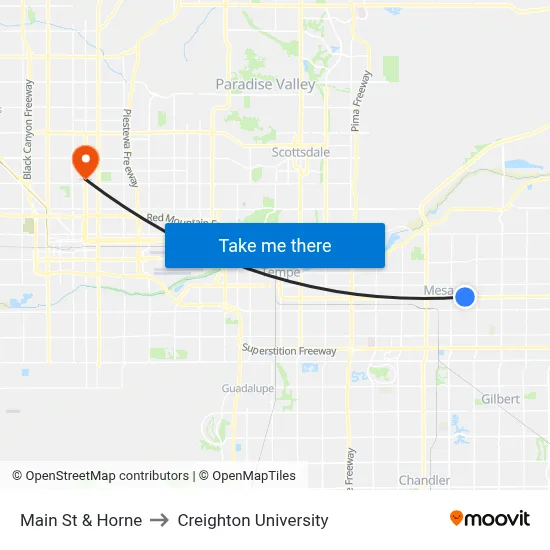 Main St & Horne to Creighton University map