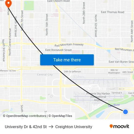 University Dr & 42nd St to Creighton University map