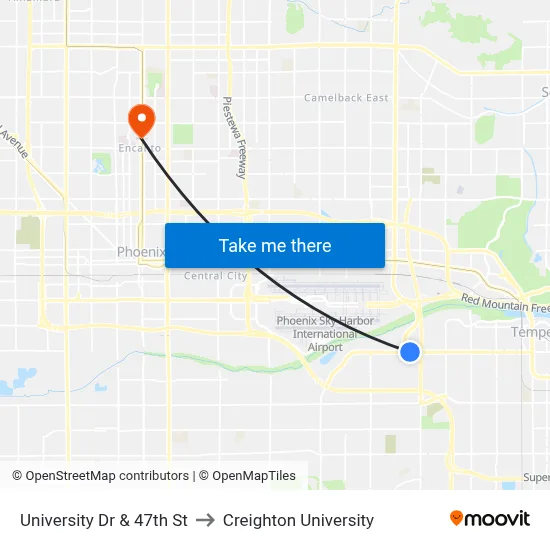 University Dr & 47th St to Creighton University map