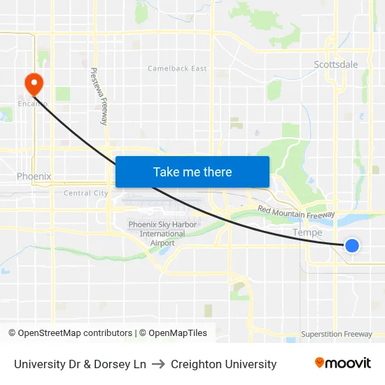 University Dr & Dorsey Ln to Creighton University map