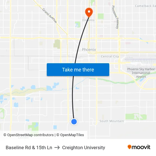 Baseline Rd & 15th Ln to Creighton University map