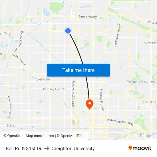 Bell Rd & 31st Dr to Creighton University map