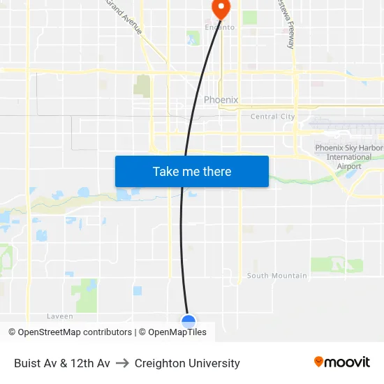 Buist Av & 12th Av to Creighton University map