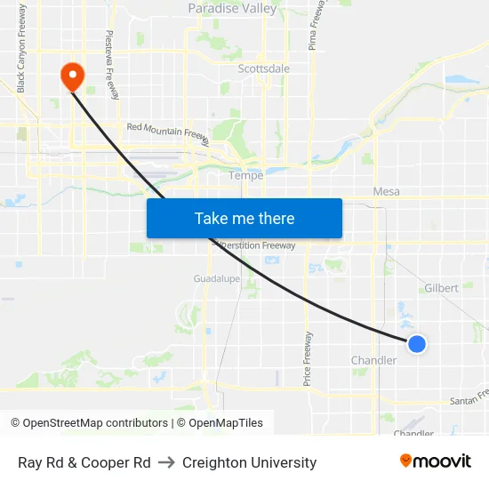 Ray Rd & Cooper Rd to Creighton University map