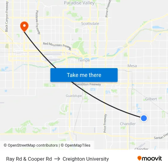 Ray Rd & Cooper Rd to Creighton University map