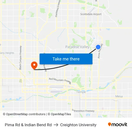 Pima Rd & Indian Bend Rd to Creighton University map