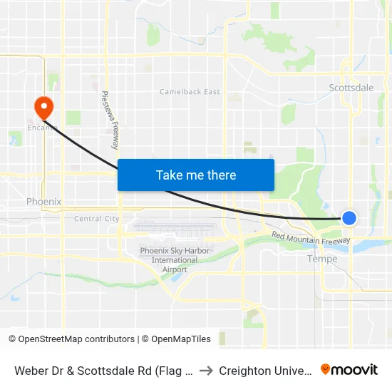 Weber Dr & Scottsdale Rd (Flag Zone) to Creighton University map