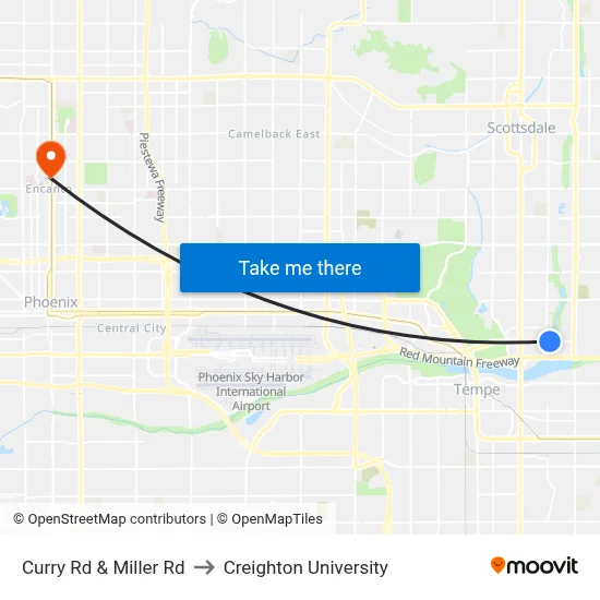 Curry Rd & Miller Rd to Creighton University map
