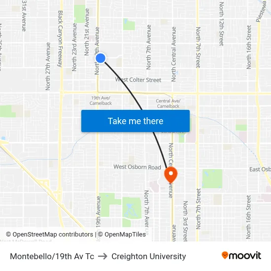 Montebello/19th Av Tc to Creighton University map