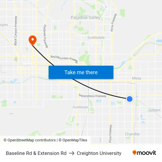 Baseline Rd & Extension Rd to Creighton University map