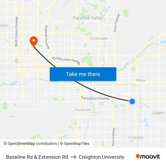 Baseline Rd & Extension Rd to Creighton University map