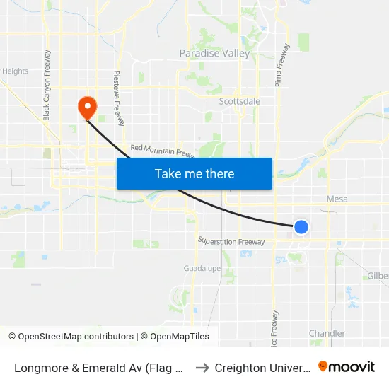 Longmore & Emerald Av (Flag Zone) to Creighton University map