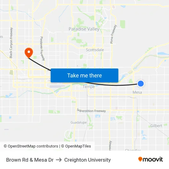 Brown Rd & Mesa Dr to Creighton University map