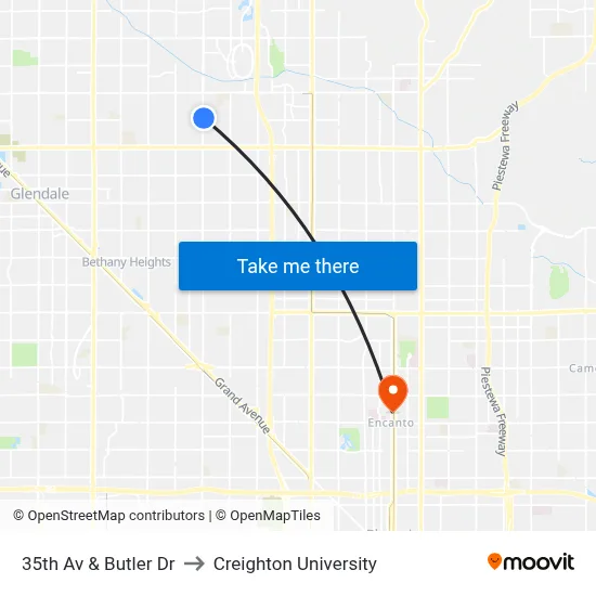 35th Av & Butler Dr to Creighton University map