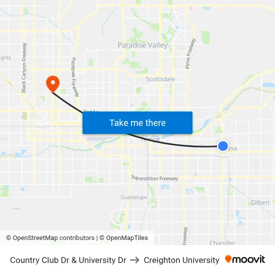 Country Club Dr & University Dr to Creighton University map