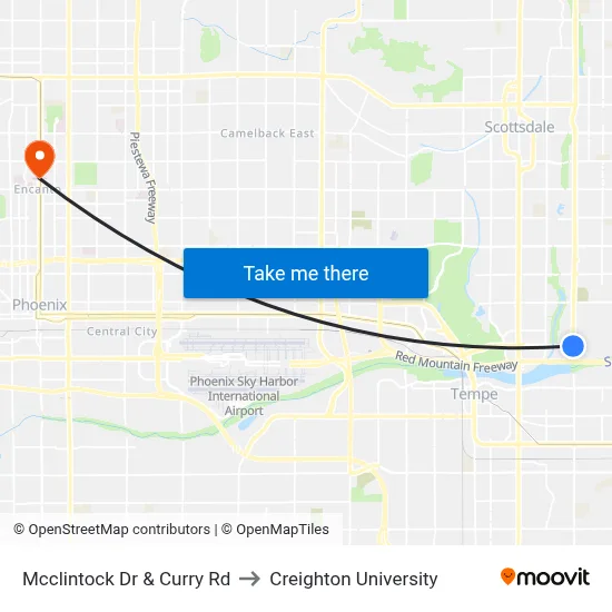 Mcclintock Dr & Curry Rd to Creighton University map