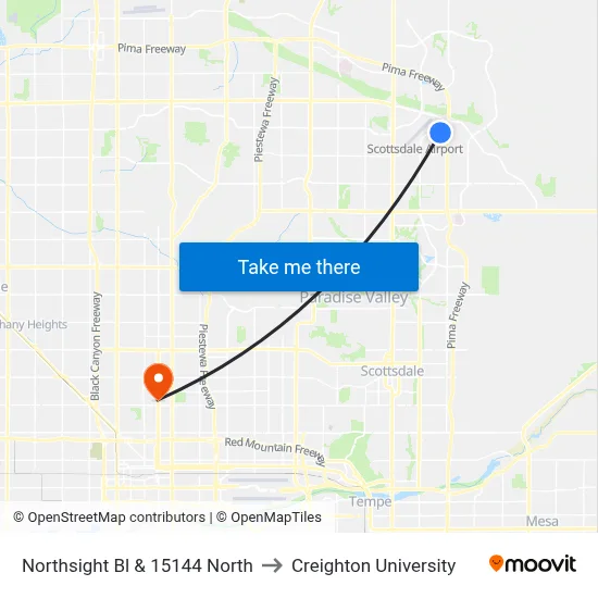 Northsight Bl & 15144 North to Creighton University map