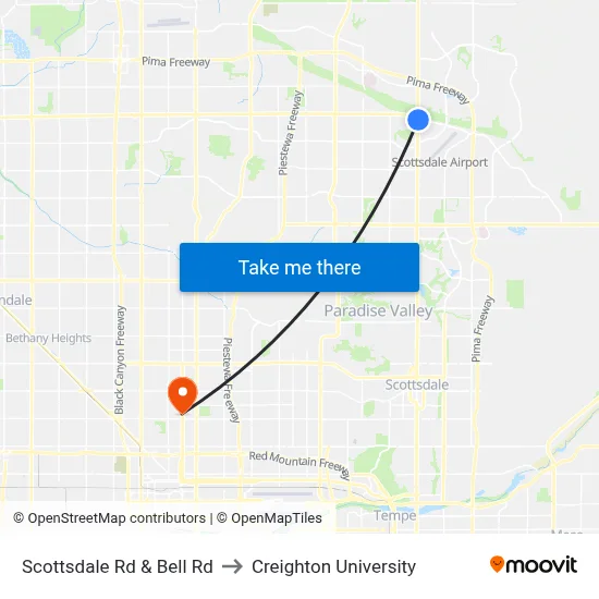 Scottsdale Rd & Bell Rd to Creighton University map
