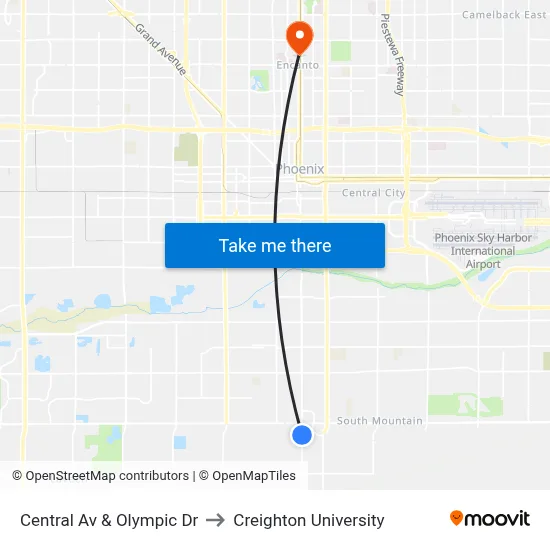 Central Av & Olympic Dr to Creighton University map