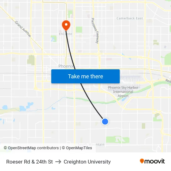 Roeser Rd & 24th St to Creighton University map