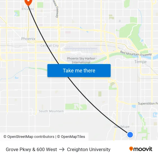 Grove Pkwy & 600 West to Creighton University map