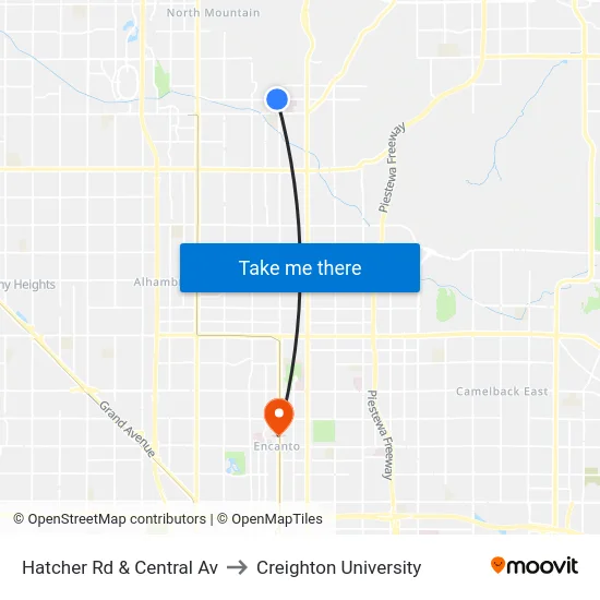 Hatcher Rd & Central Av to Creighton University map