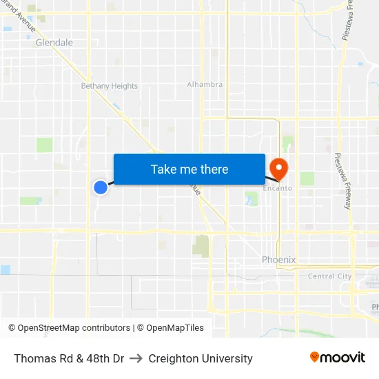 Thomas Rd & 48th Dr to Creighton University map