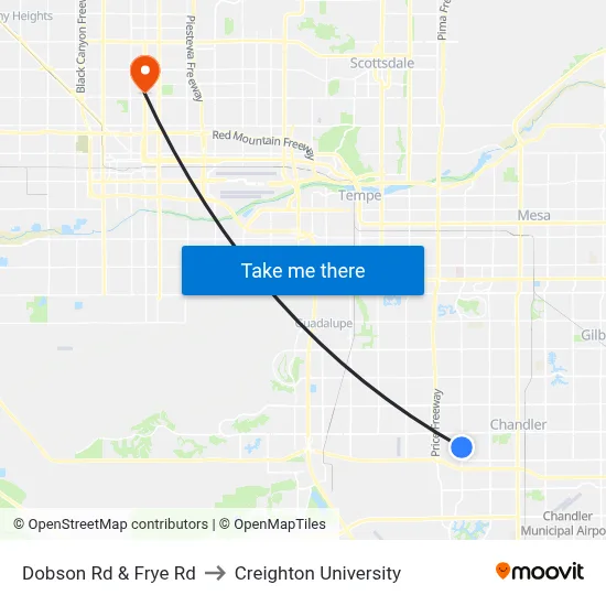 Dobson Rd & Frye Rd to Creighton University map