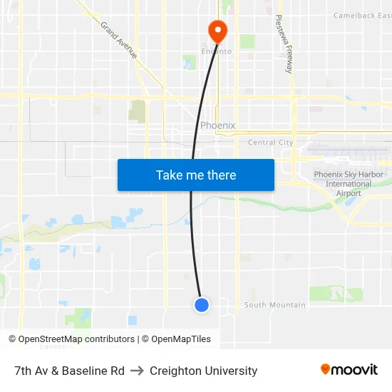 7th Av & Baseline Rd to Creighton University map