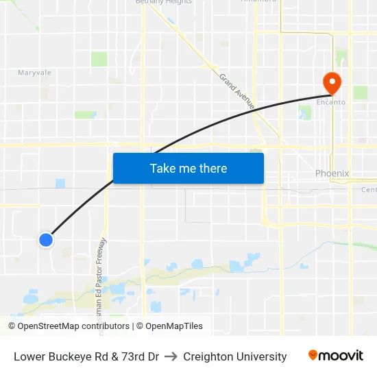 Lower Buckeye Rd & 73rd Dr to Creighton University map