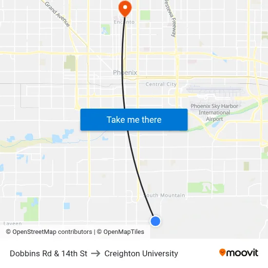 Dobbins Rd & 14th St to Creighton University map