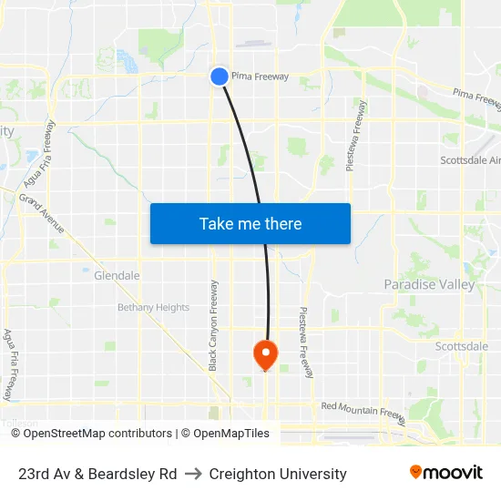 23rd Av & Beardsley Rd to Creighton University map