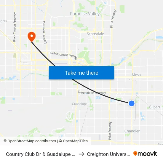 Country Club Dr & Guadalupe Rd to Creighton University map
