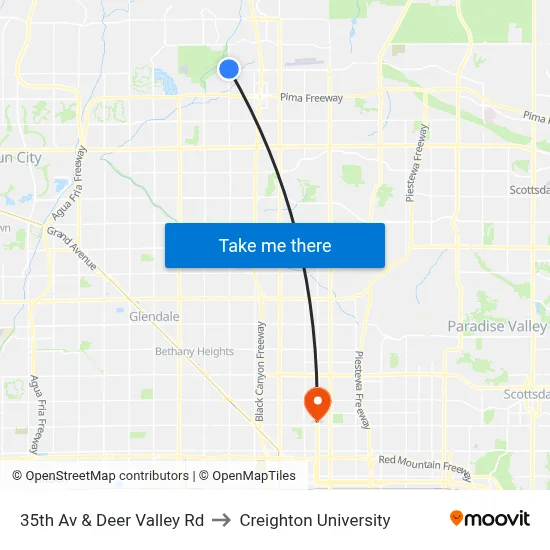 35th Av & Deer Valley Rd to Creighton University map