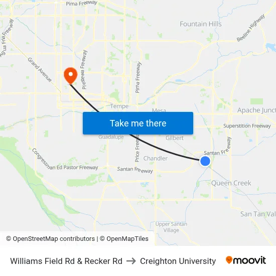 Williams Field Rd & Recker Rd to Creighton University map